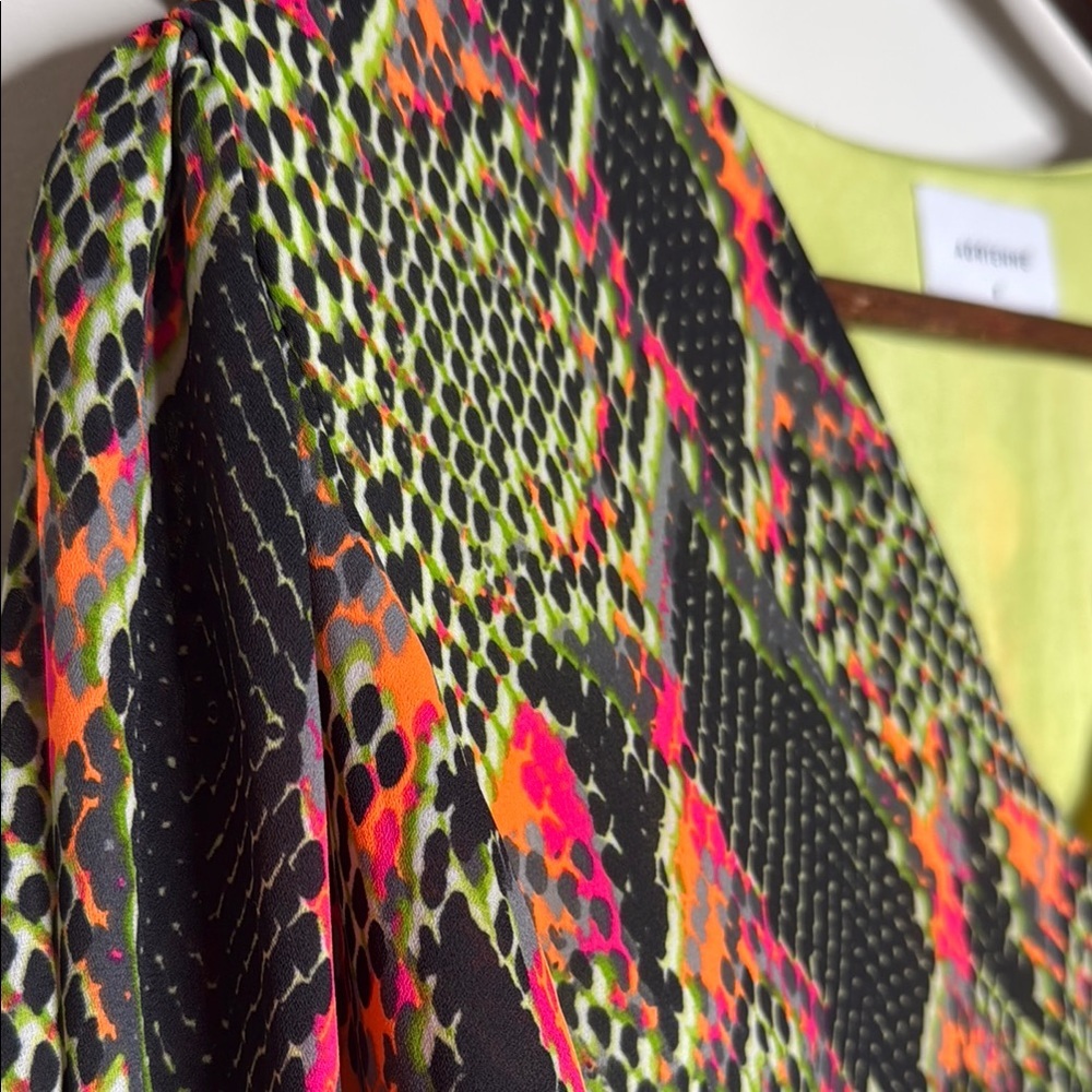 Adrienne Multicolor Snake Print V-Neck Blouse - Picture 2 of 5
